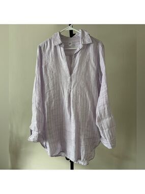 GAP Lavender Striped Linen Tunic Top, Size Medium.